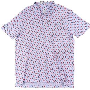 St. Louis Cardinals Polo Shirt Mens Sz XL All Over Print Bank Logo MLB Baseball